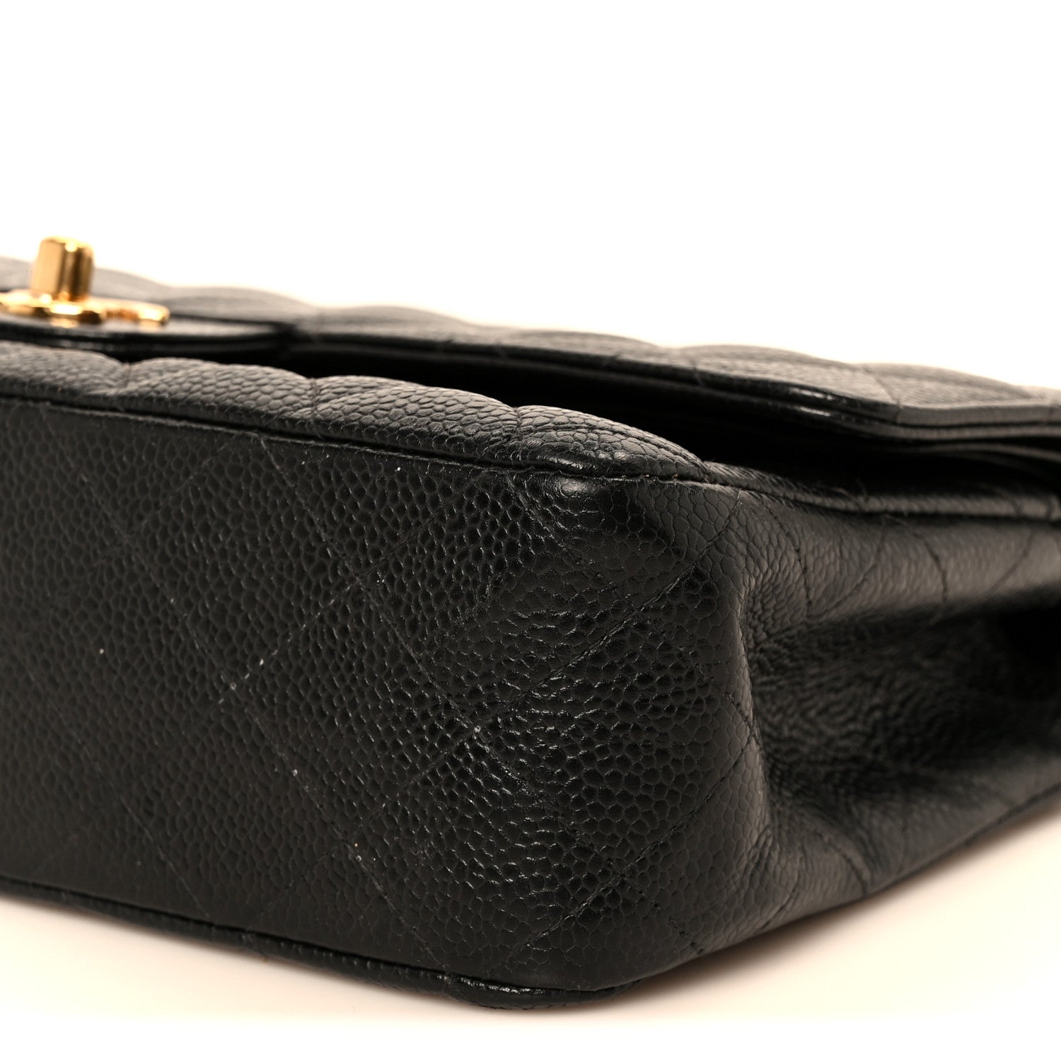 Caviar Quilted Medium Double Flap Black