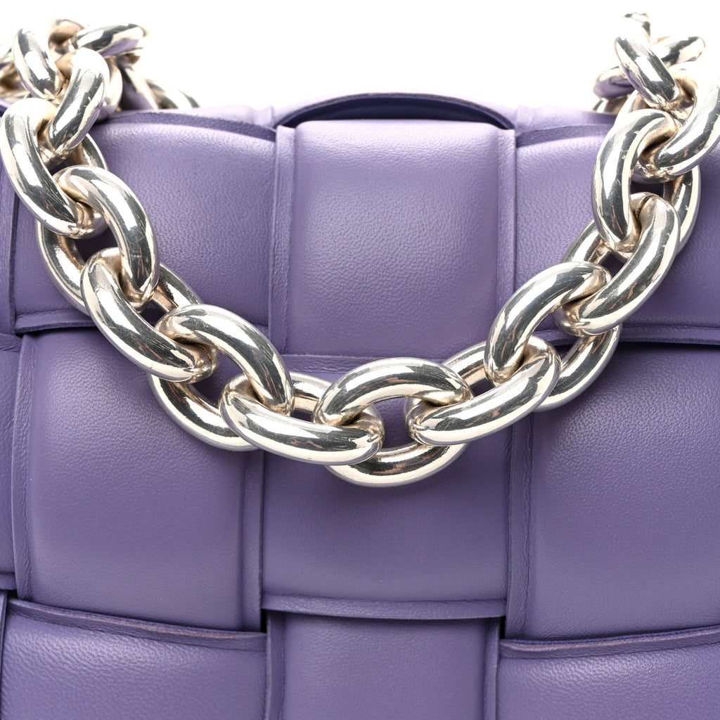 Lambskin Maxi Intreccio Padded Chain Cassette Crossbody Bag Lavender