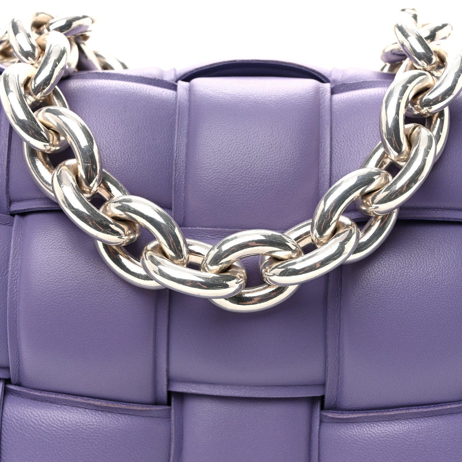 Lambskin Maxi Intreccio Padded Chain Cassette Crossbody Bag Lavender