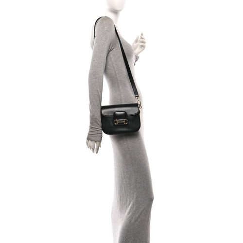 Azalea Calfskin Web Mini Horsebit 1955 Shoulder Bag Black