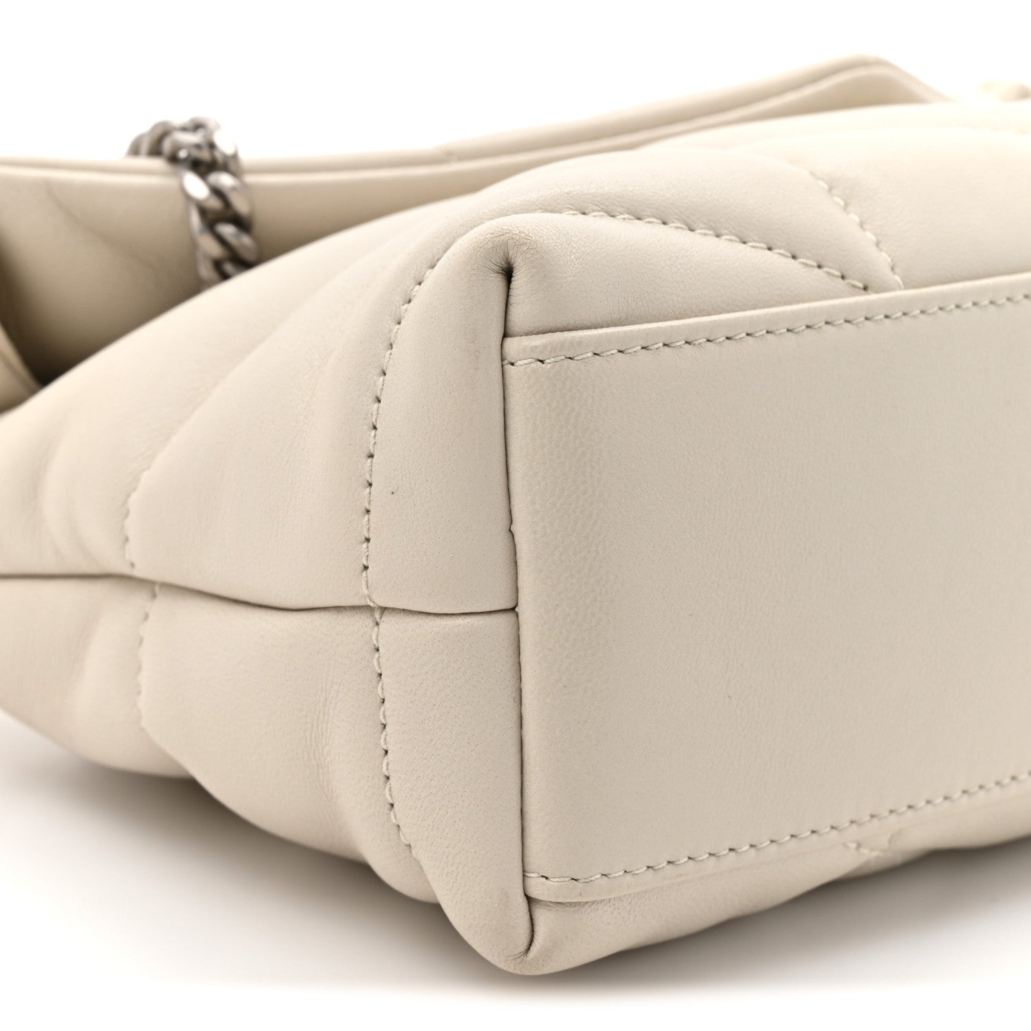 Lambskin Quilted Toy Loulou Puffer Monogram Chain Satchel Crema Soft