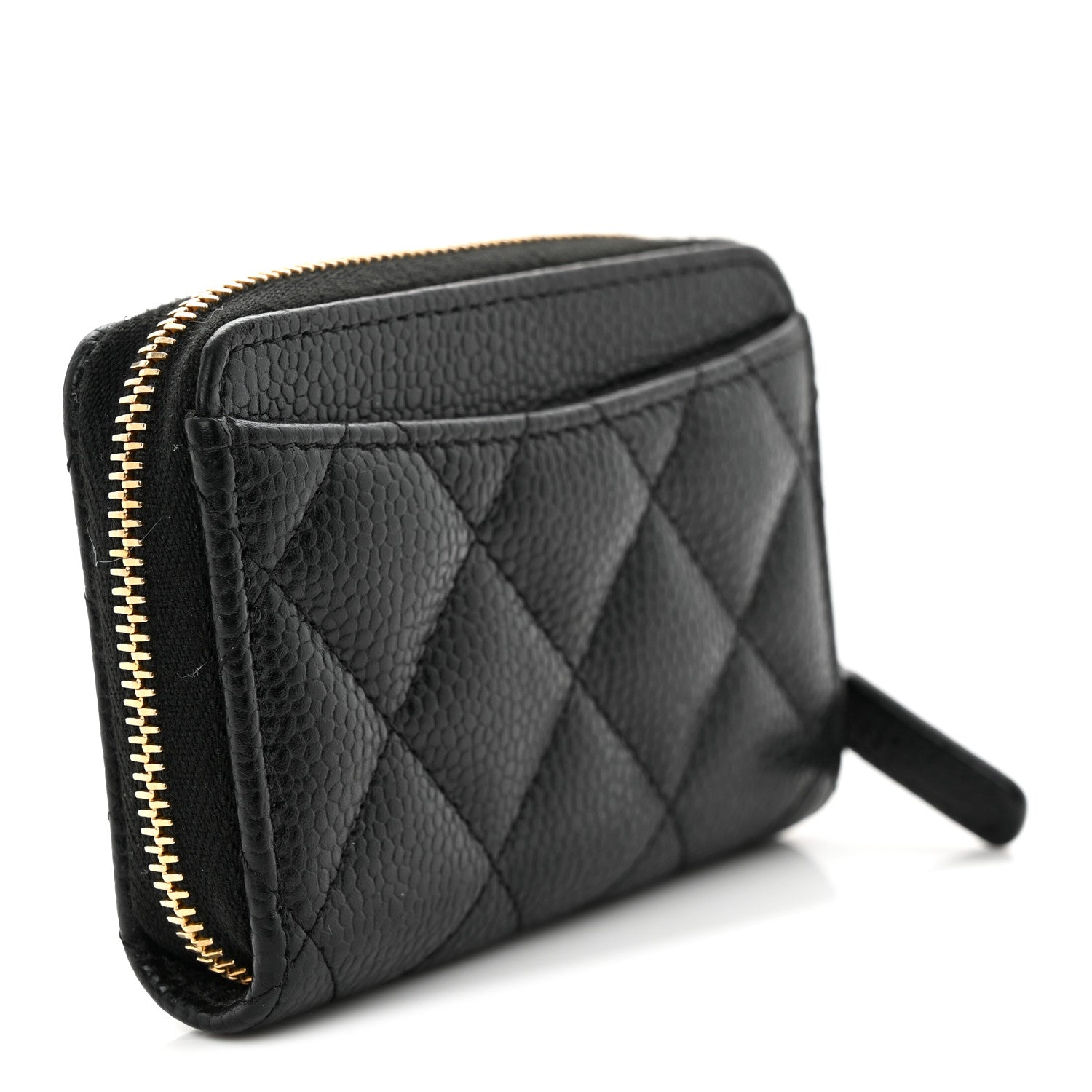 Caviar Quilted Zip Coin Purse Black