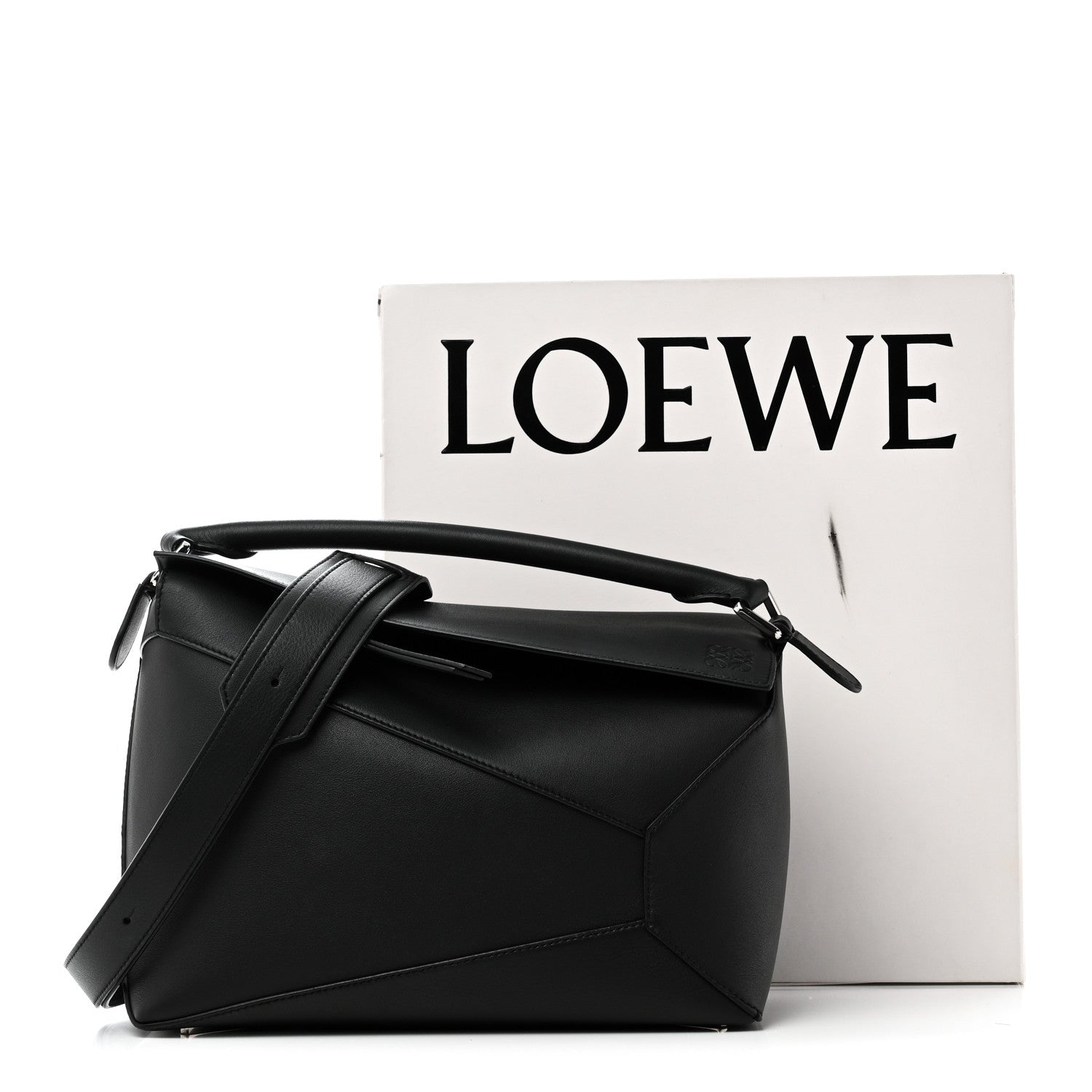 Calfskin Medium Puzzle Edge Bag Black