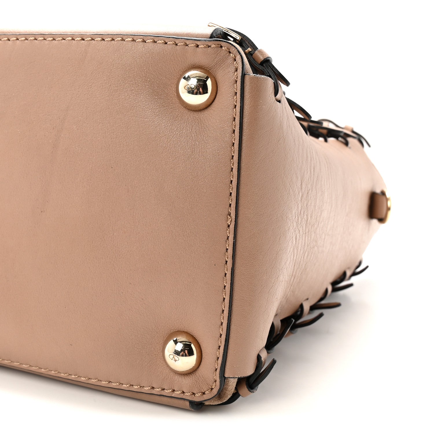 Vitello Buckle Trimmed Top Handle Satchel Poudre