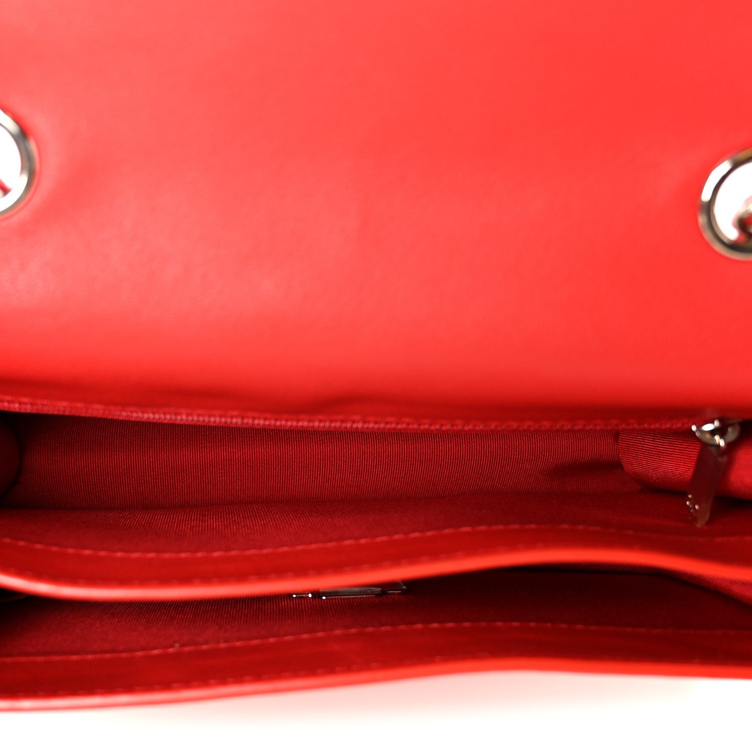 Grained Calfskin Quilted Large CC Box Flap Red
