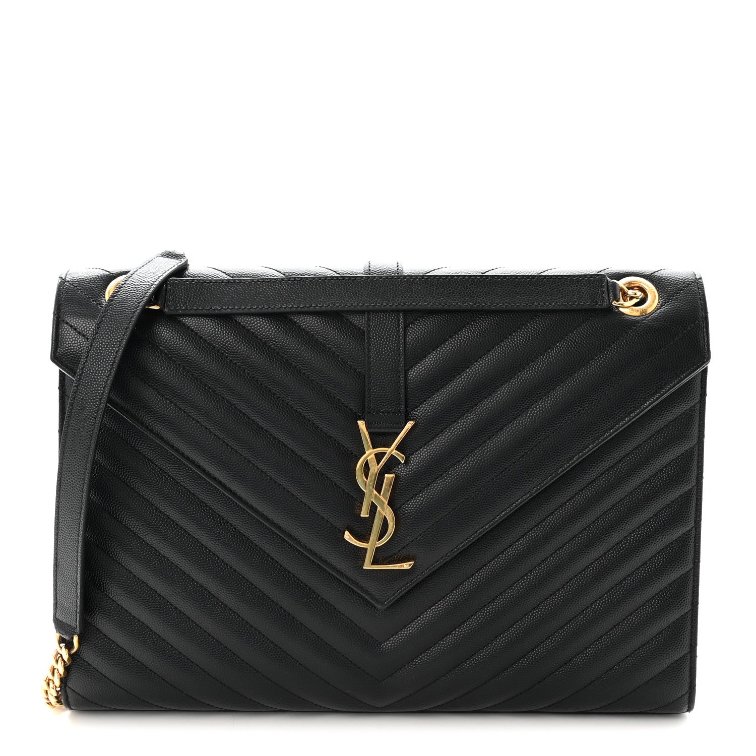 Grain De Poudre Matelasse Chevron Large Monogram Satchel Black