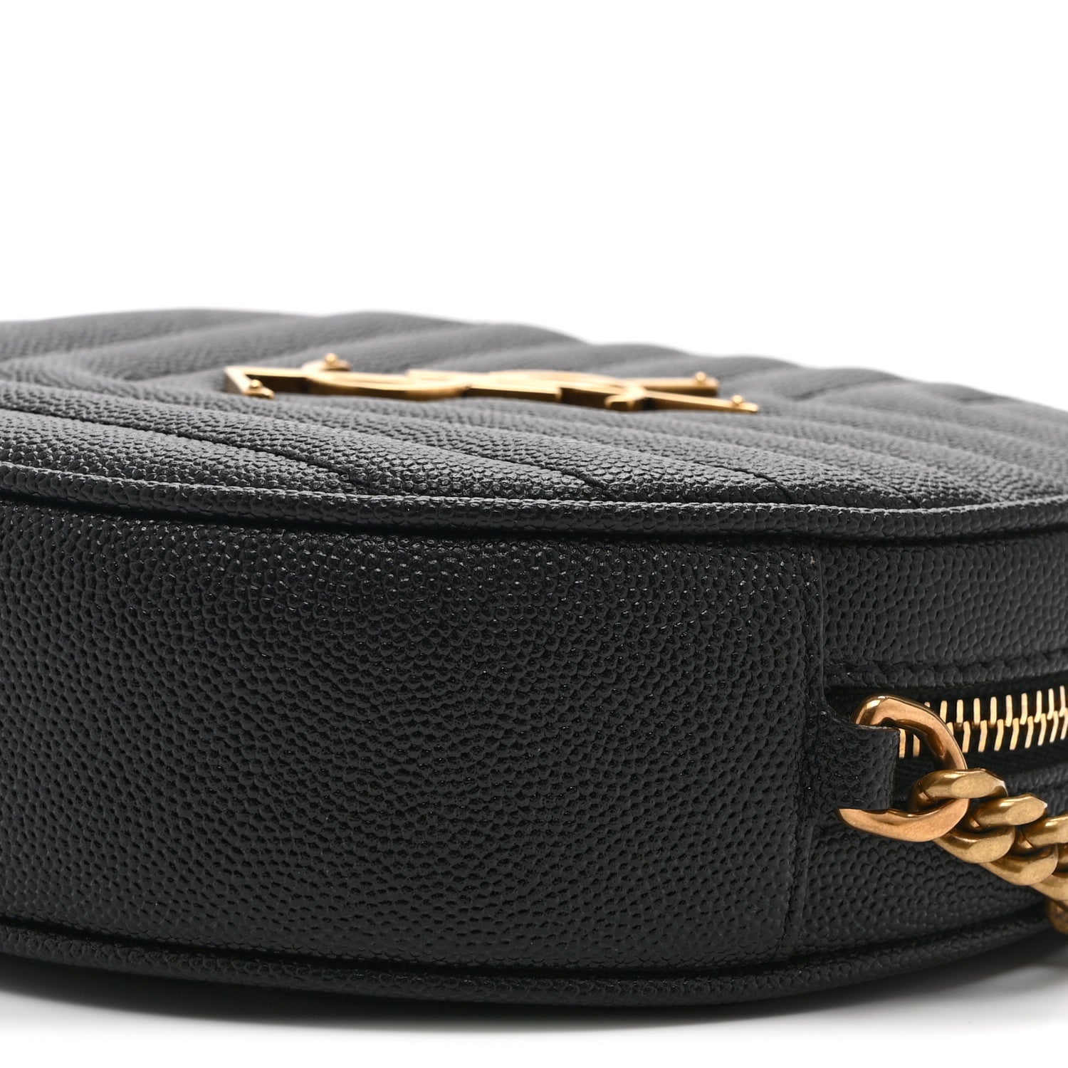 Grain De Poudre Matelasse Chevron Quilted Round Vinyle Camera Bag Black