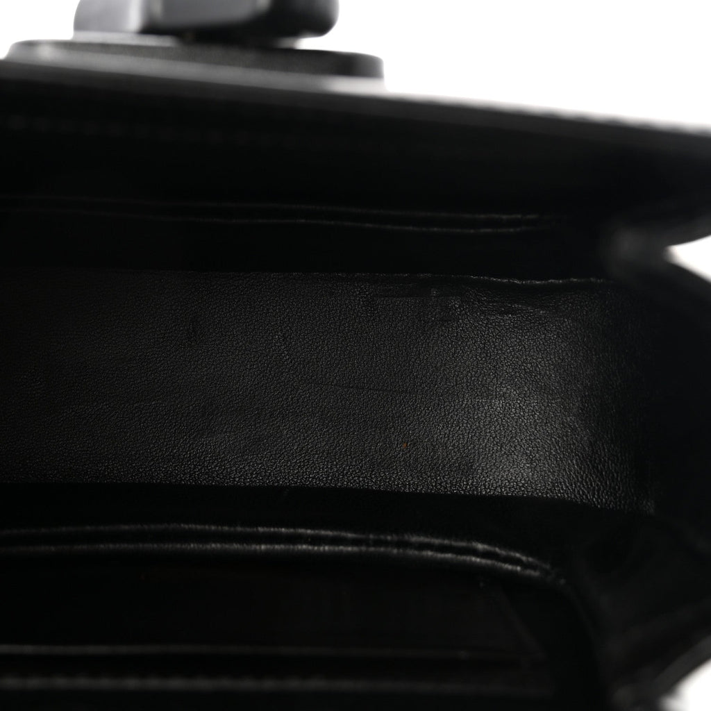 Boarded Dyana Lux Calfskin Web Monochrome Small Bamboo 1947 Top Handle Bag Black