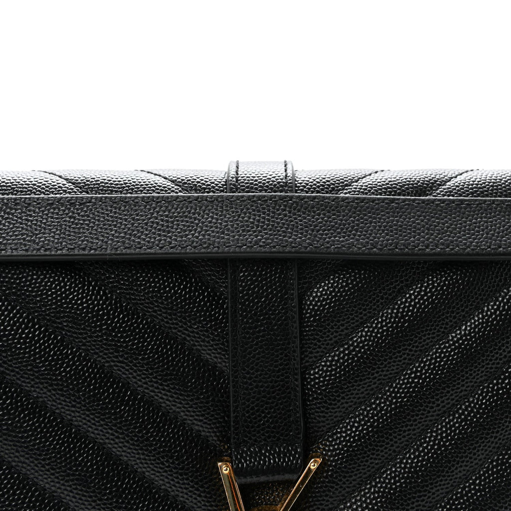 Grain De Poudre Textured Mixed Matelasse Large Triquilt Monogram Satchel Black