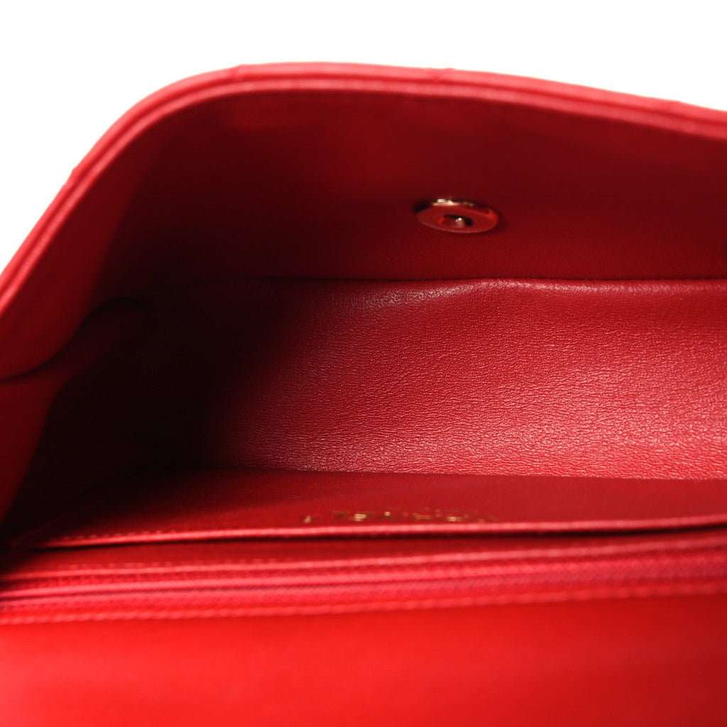 Lambskin Quilted Mini Rectangular Flap Red