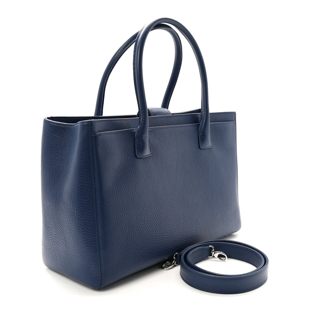 Calfskin Cerf Executive Shopper Tote Marine