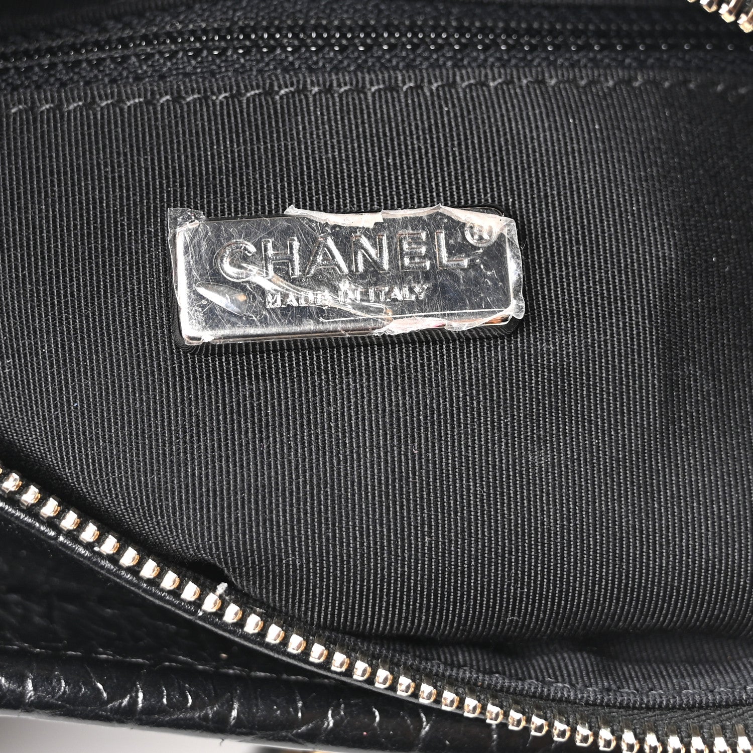 Calfskin Crocodile Embossed Small Gabrielle Cocodile Hobo Black