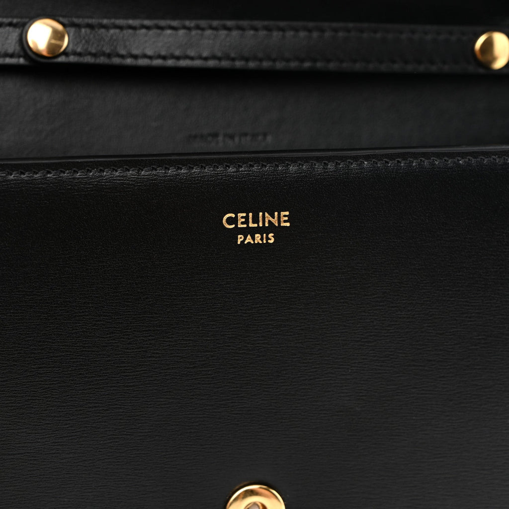 Shiny Calfskin Triomphe Margo Wallet on Chain Black