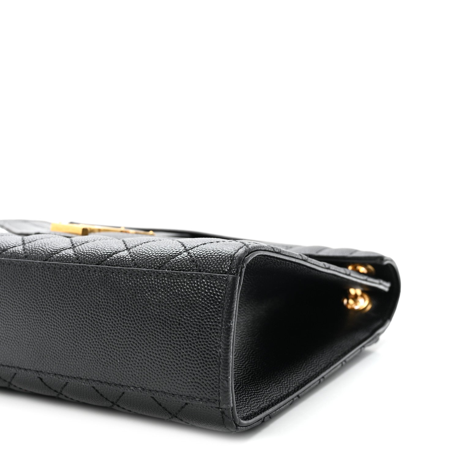 Grain De Poudre Textured Mixed Matelasse Large Triquilt Monogram Satchel Black