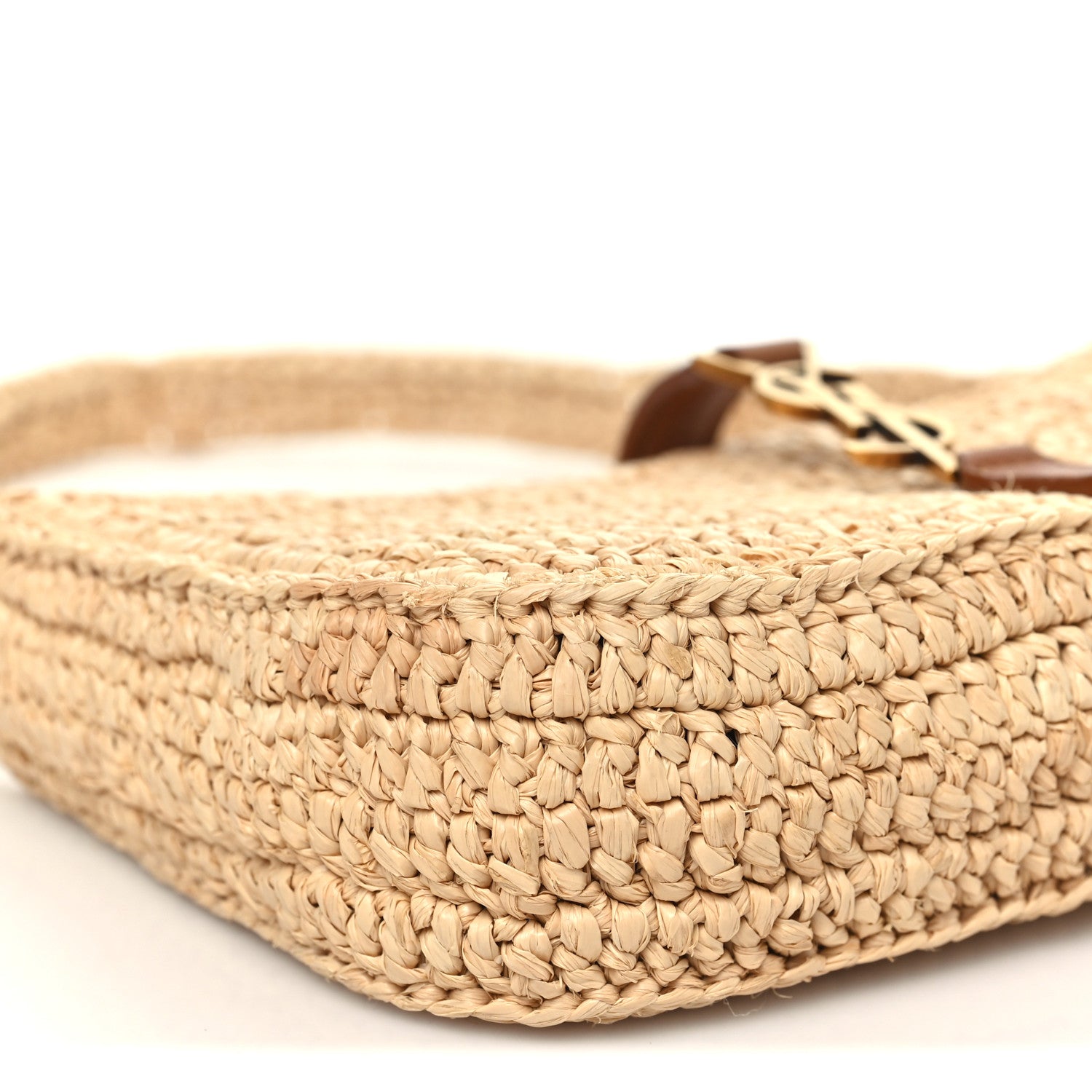 Raffia Calfskin Le 5 A 7 Mini Hobo Natural Brick