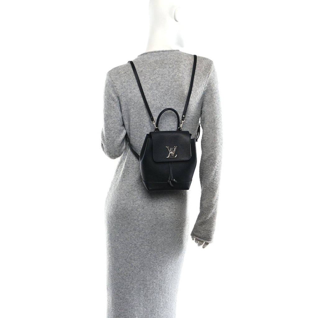 Calfskin Lockme Mini Backpack Black