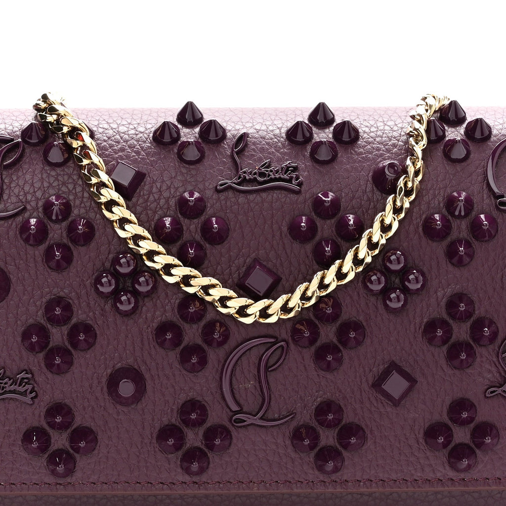 Calfskin Spikes Loubinthesky Paloma Clutch Merlot