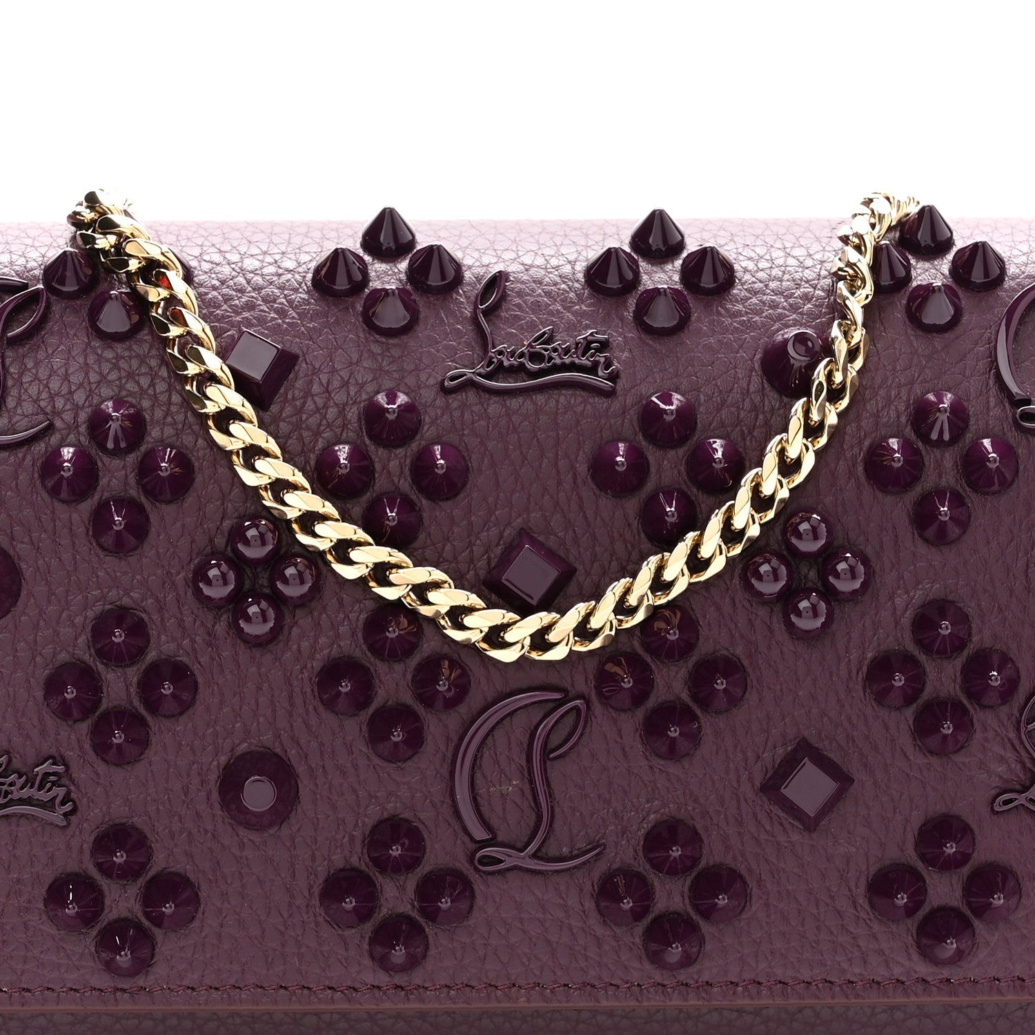 Calfskin Spikes Loubinthesky Paloma Clutch Merlot