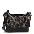 Sequin Calfskin Small Gabrielle Hobo Black Gold