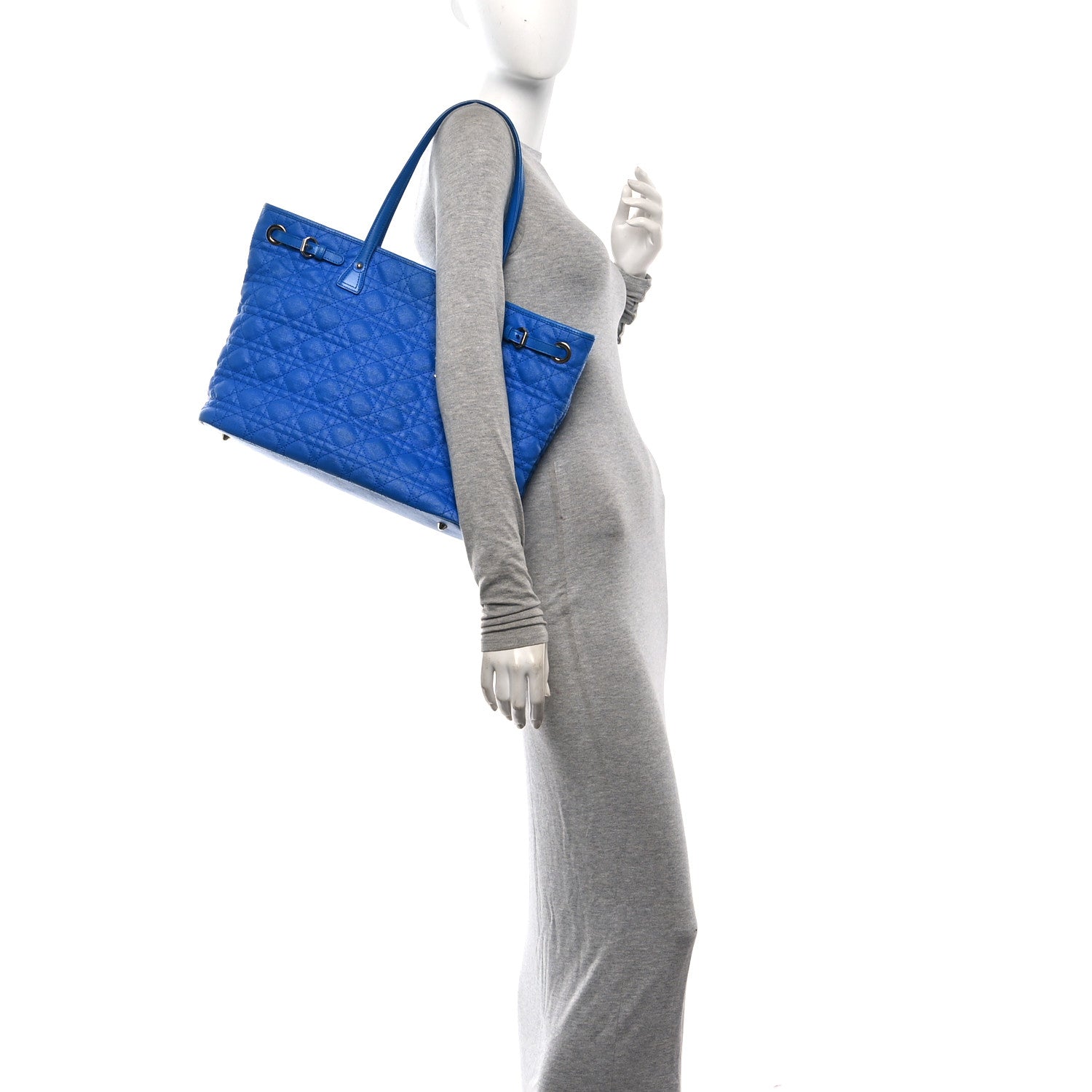 Coated Canvas Cannage Large Panarea Tote Blue