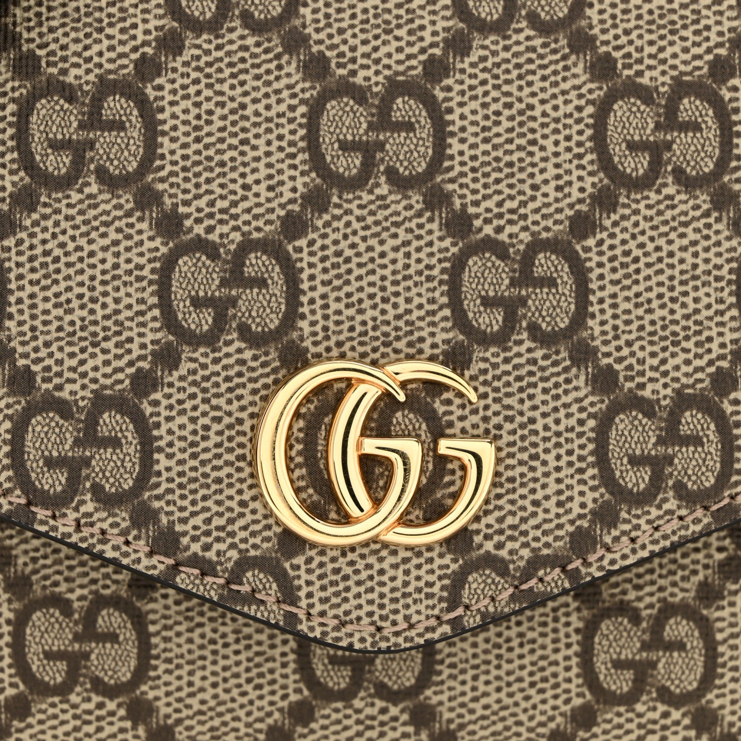 GG Supreme Monogram Textured Dollar Calfskin Web Mini Ophidia Envelope Shoulder Bag Beige Ebony New Acero