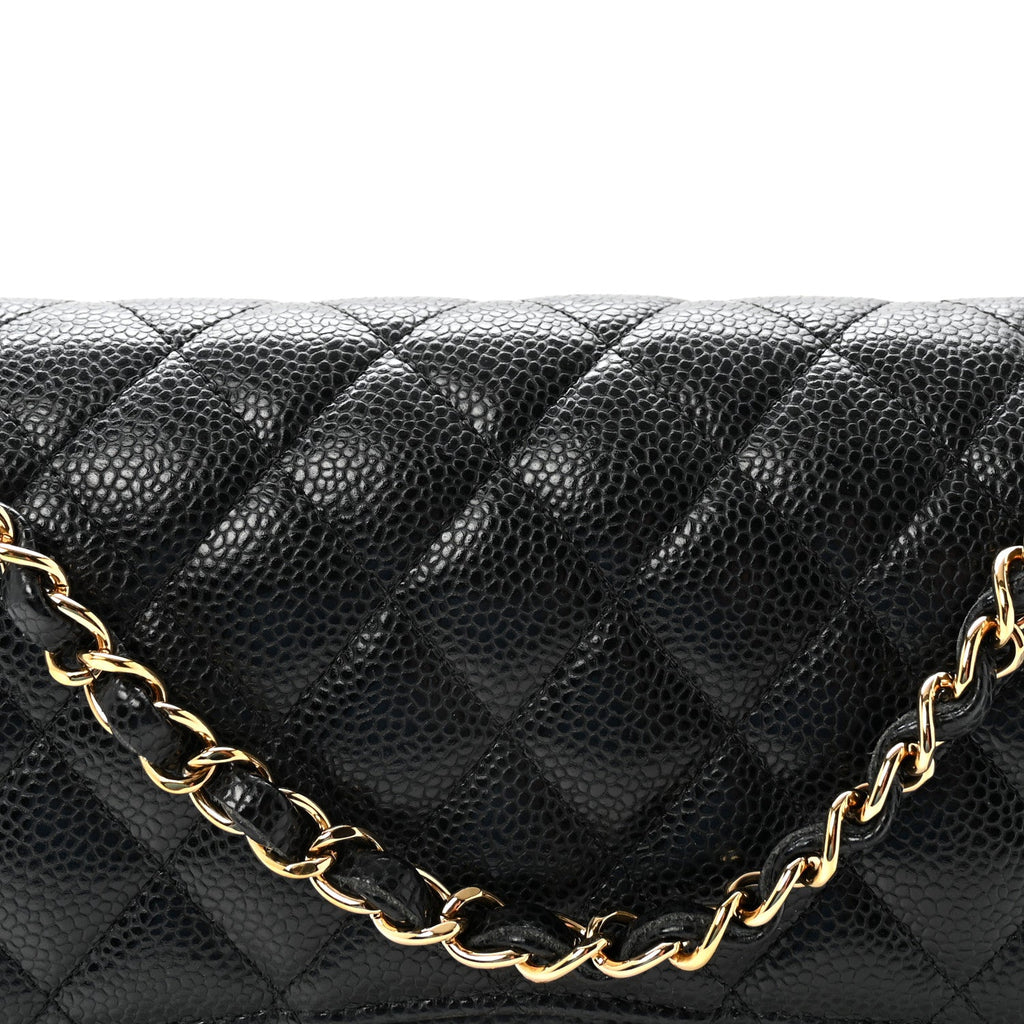 Caviar Quilted Medium Double Flap Black