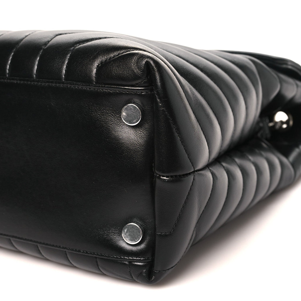 Calfskin Y Quilted Monogram Large Loulou Chain Satchel Black