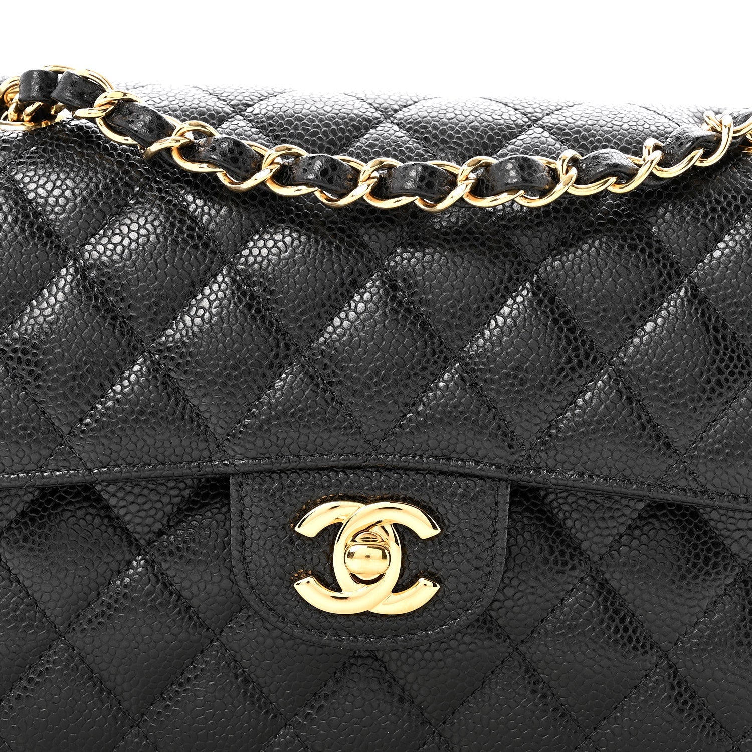 Caviar Quilted Small Double Flap Black