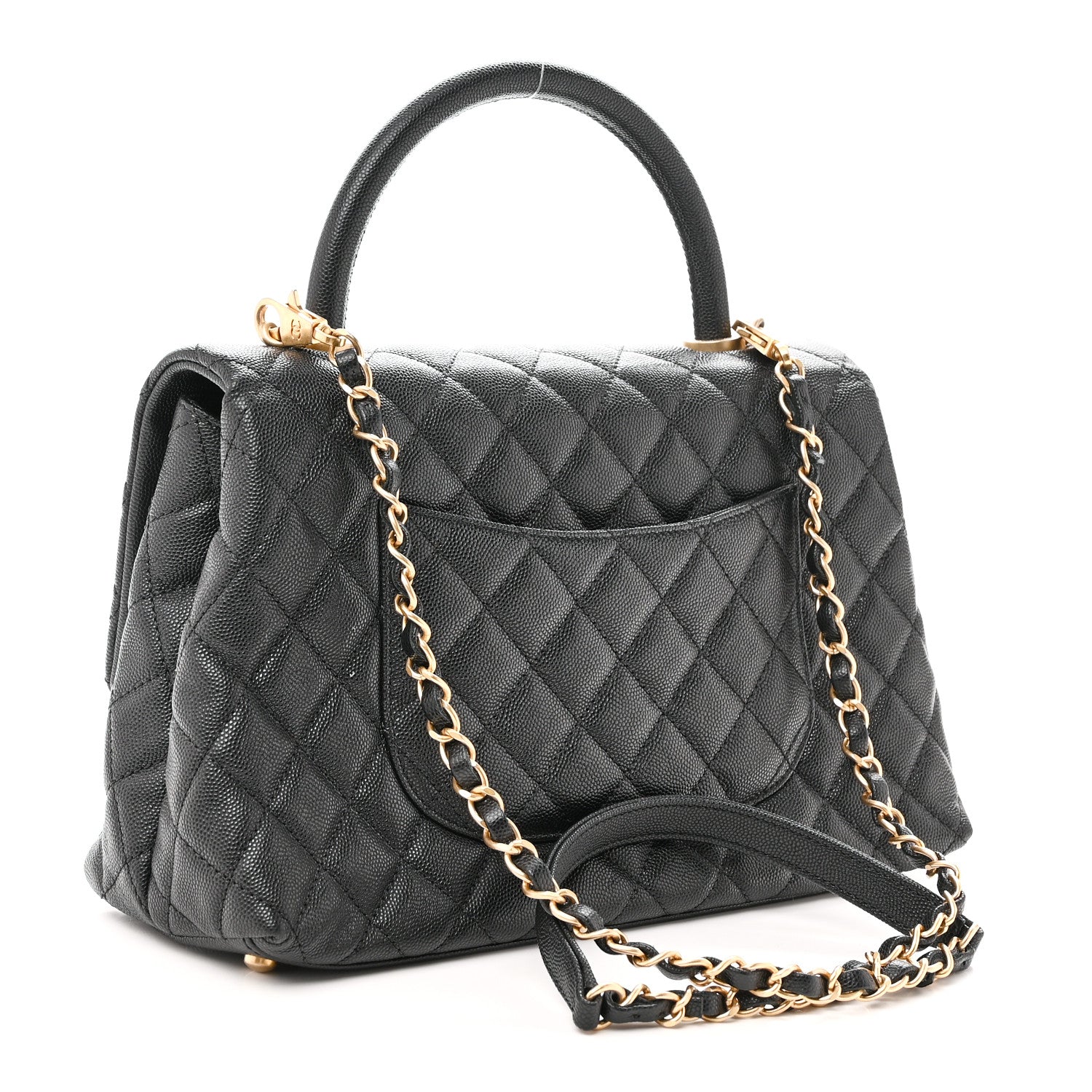 Caviar Quilted Small Coco Handle Flap Black