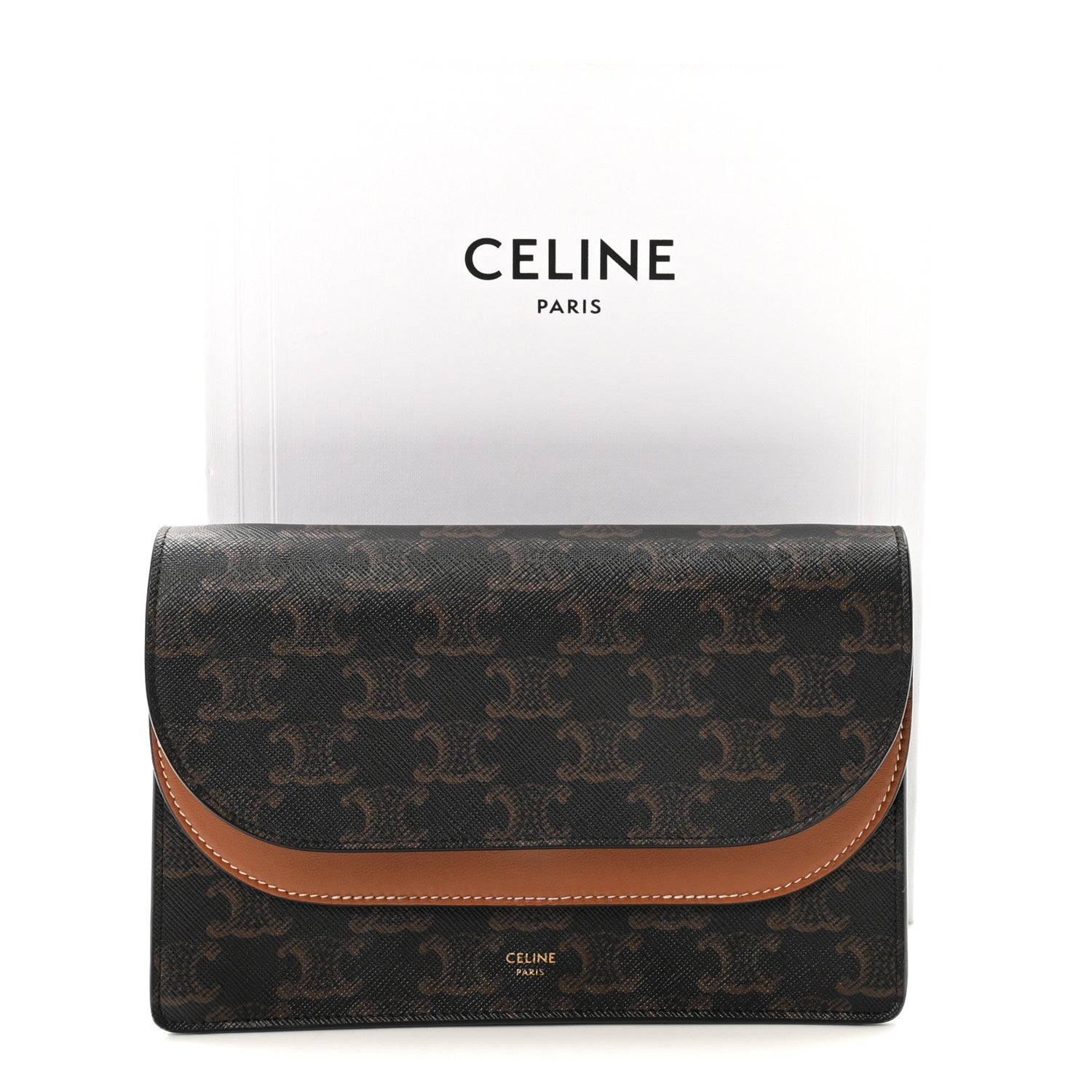 Triomphe Canvas Lambskin Wallet On Strap Tan