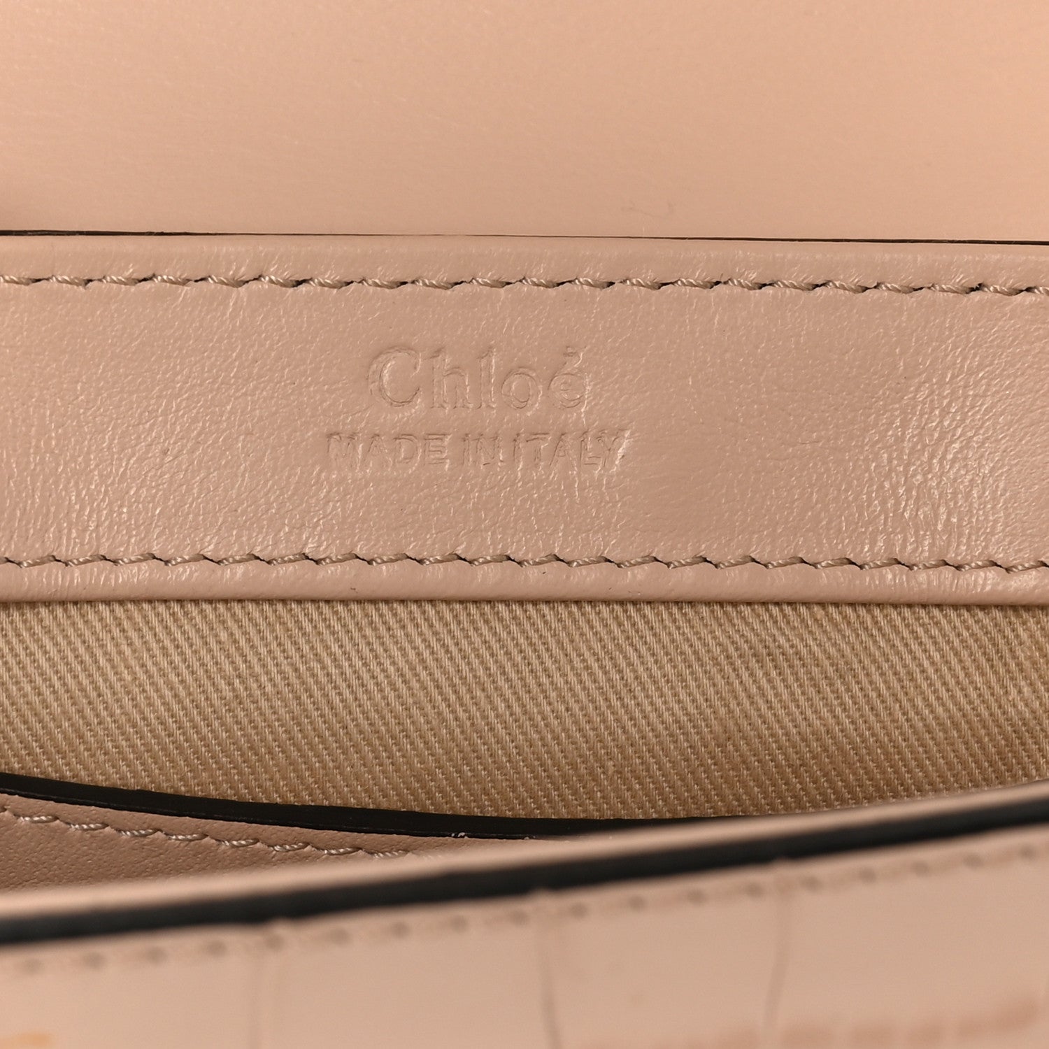 Calfskin Crocodile Embossed Mini C Double Carry Cement Pink