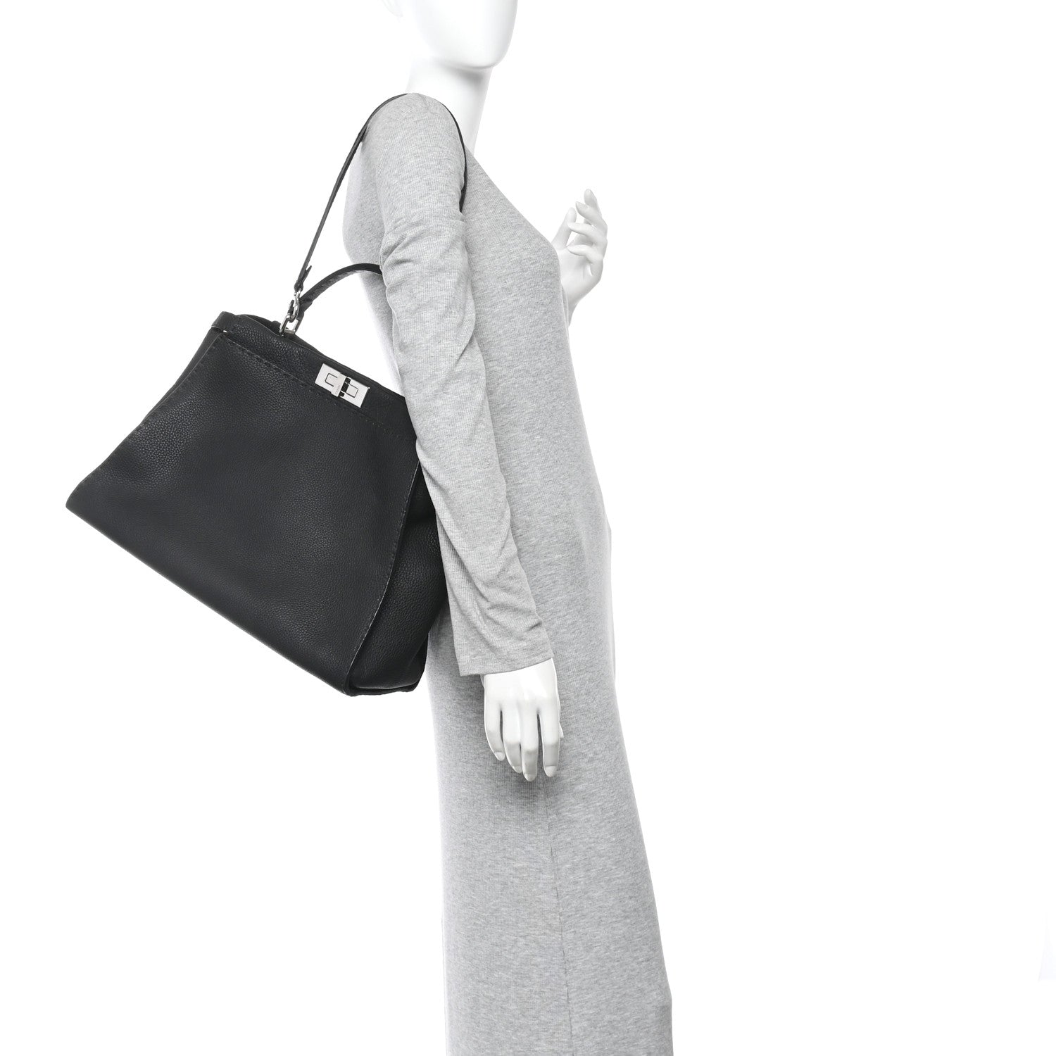 Cuoio Romano Selleria Bi-Color Large Peekaboo Iconic Satchel Black Mou