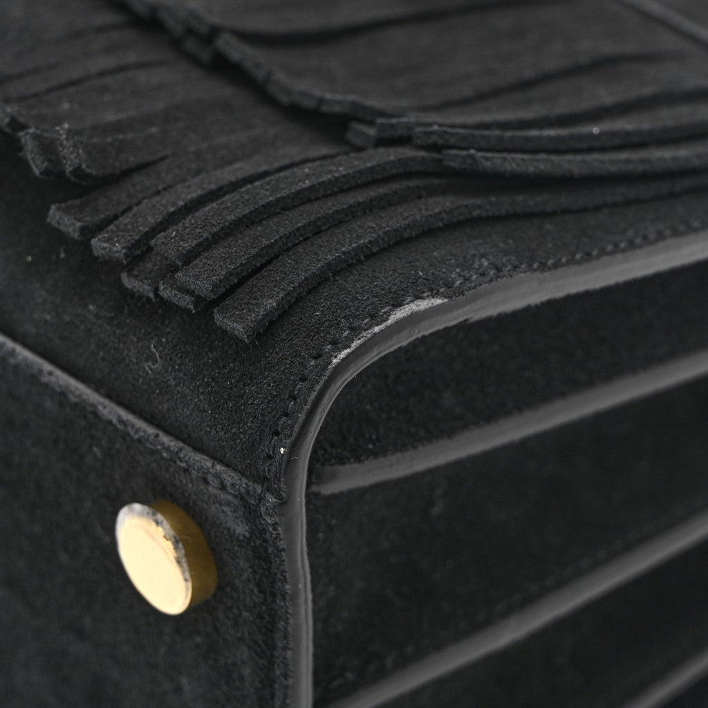 Suede Fringe Nano Sac De Jour Black