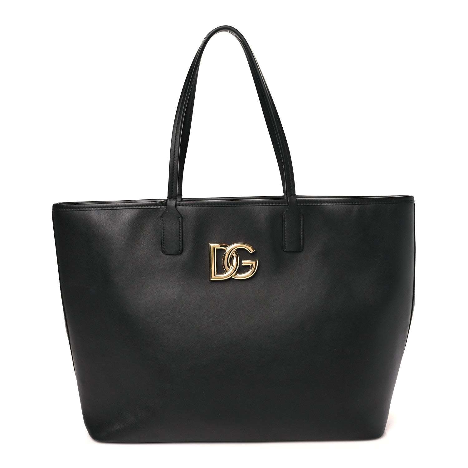 DOLCE GABBANA Calfskin Medium Fefe Tote Black
