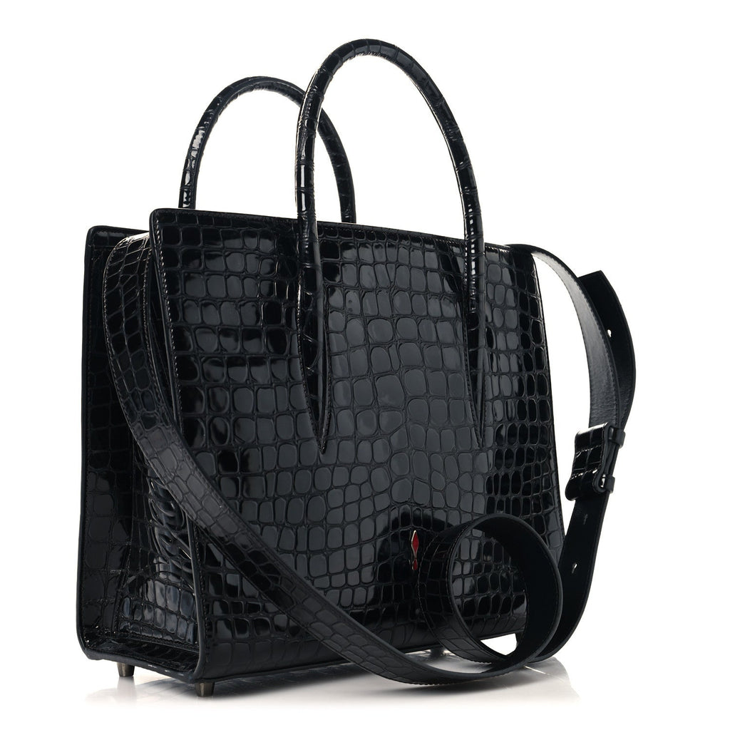 Calfskin Crocodile Embossed Studded Medium Paloma S Black