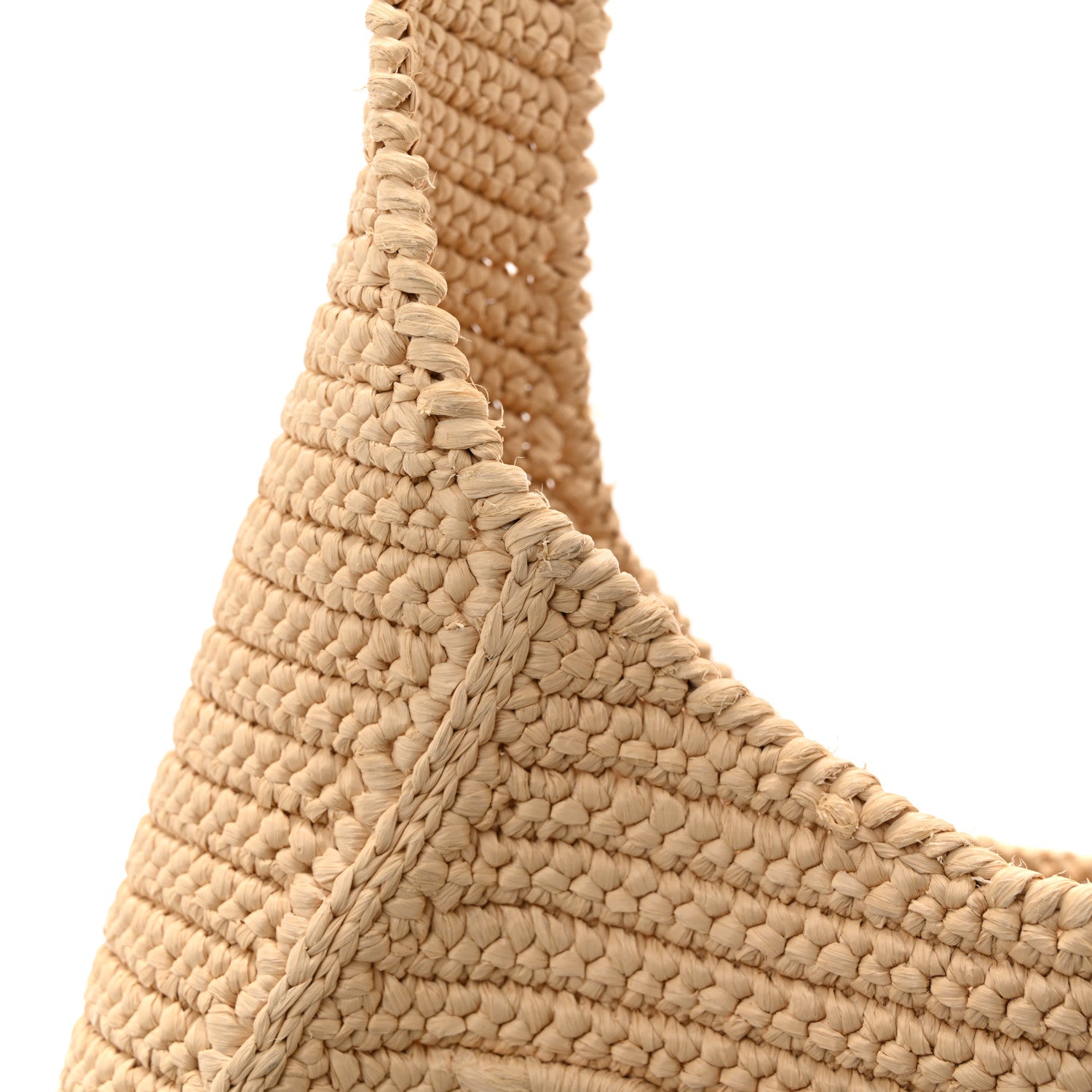 Yarn Raffia Effect Crochet Embroidered Logo Hobo Naturale