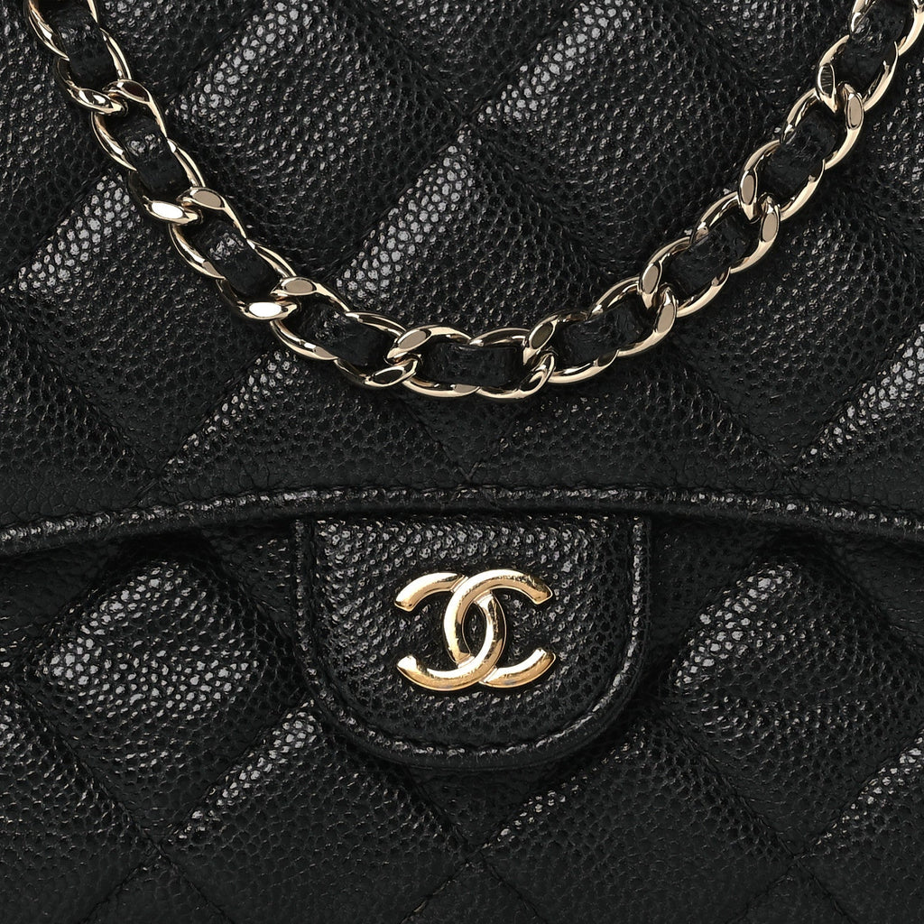 Caviar Quilted Flap Phone Holder With Chain Black