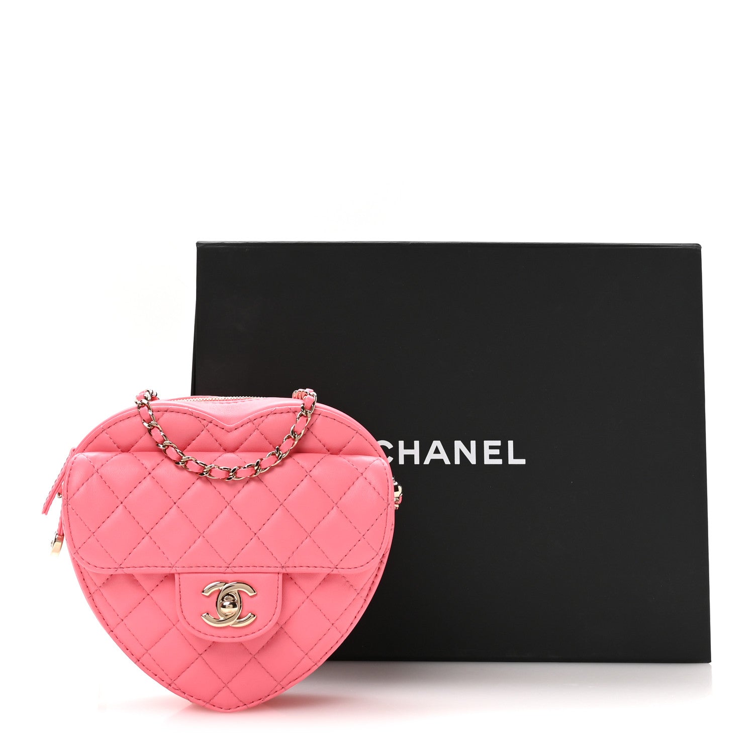 Lambskin Quilted CC In Love Heart Bag Pink