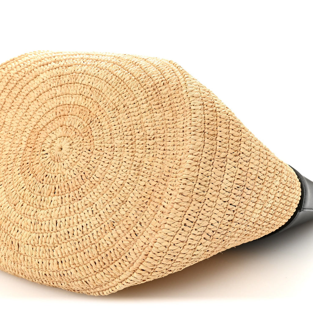 Raffia Calfskin Basket Bag Natural Black