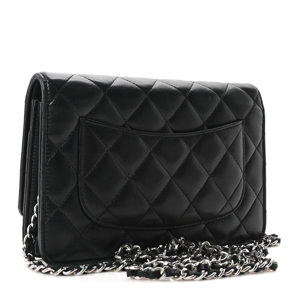 Lambskin Quilted Wallet On Chain WOC Black