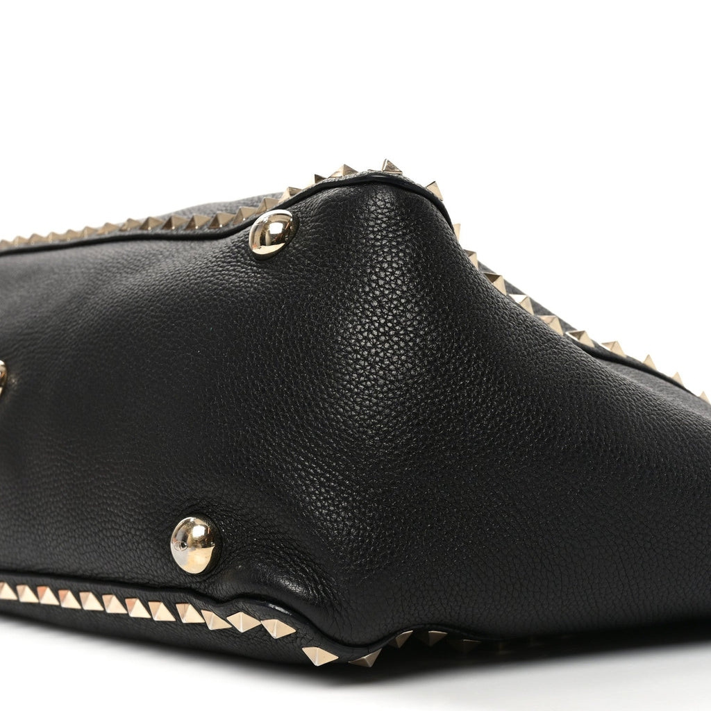 Vitello Medium Rockstud Tote Black