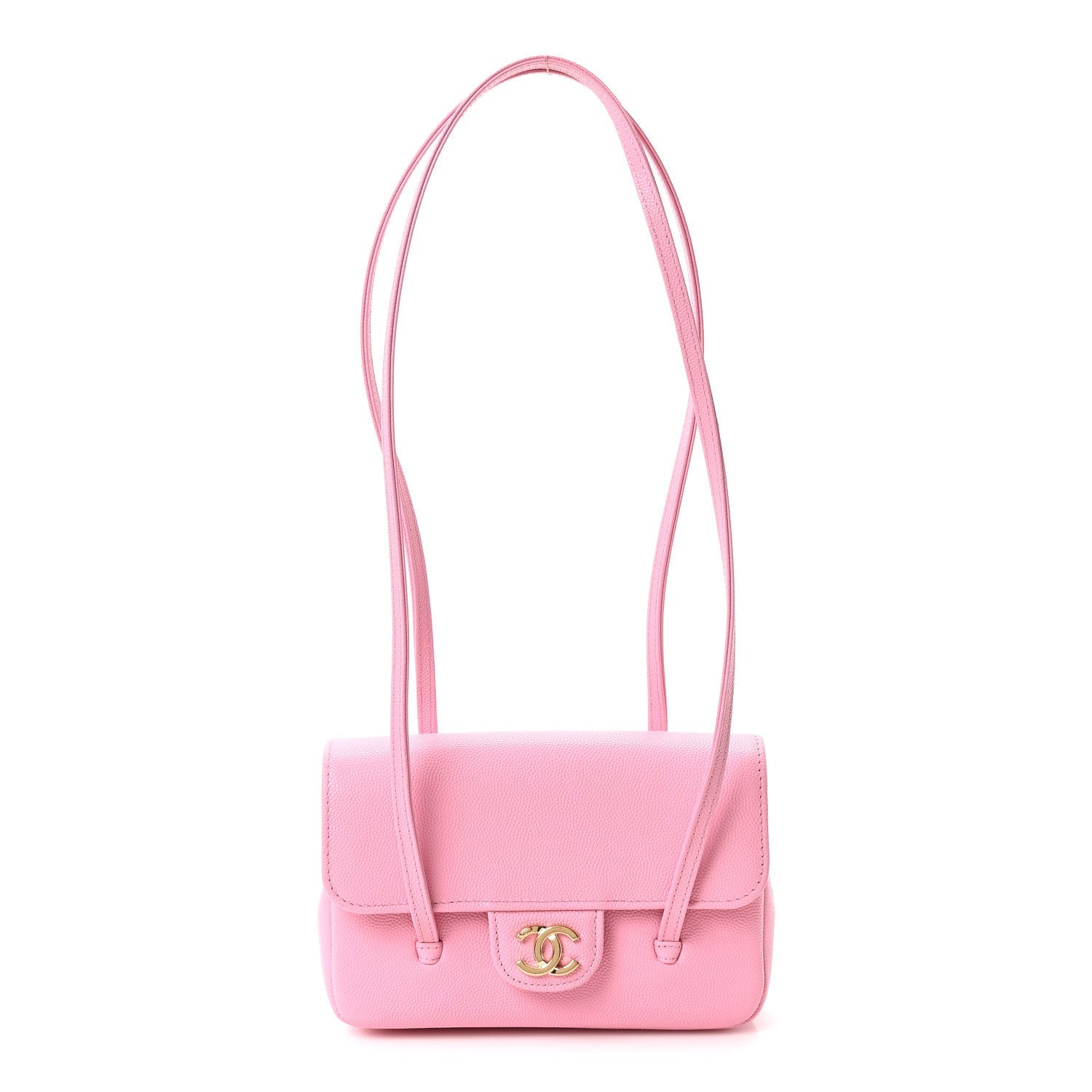 Shiny Caviar Mini Preppy Coco Shoulder Bag Rose