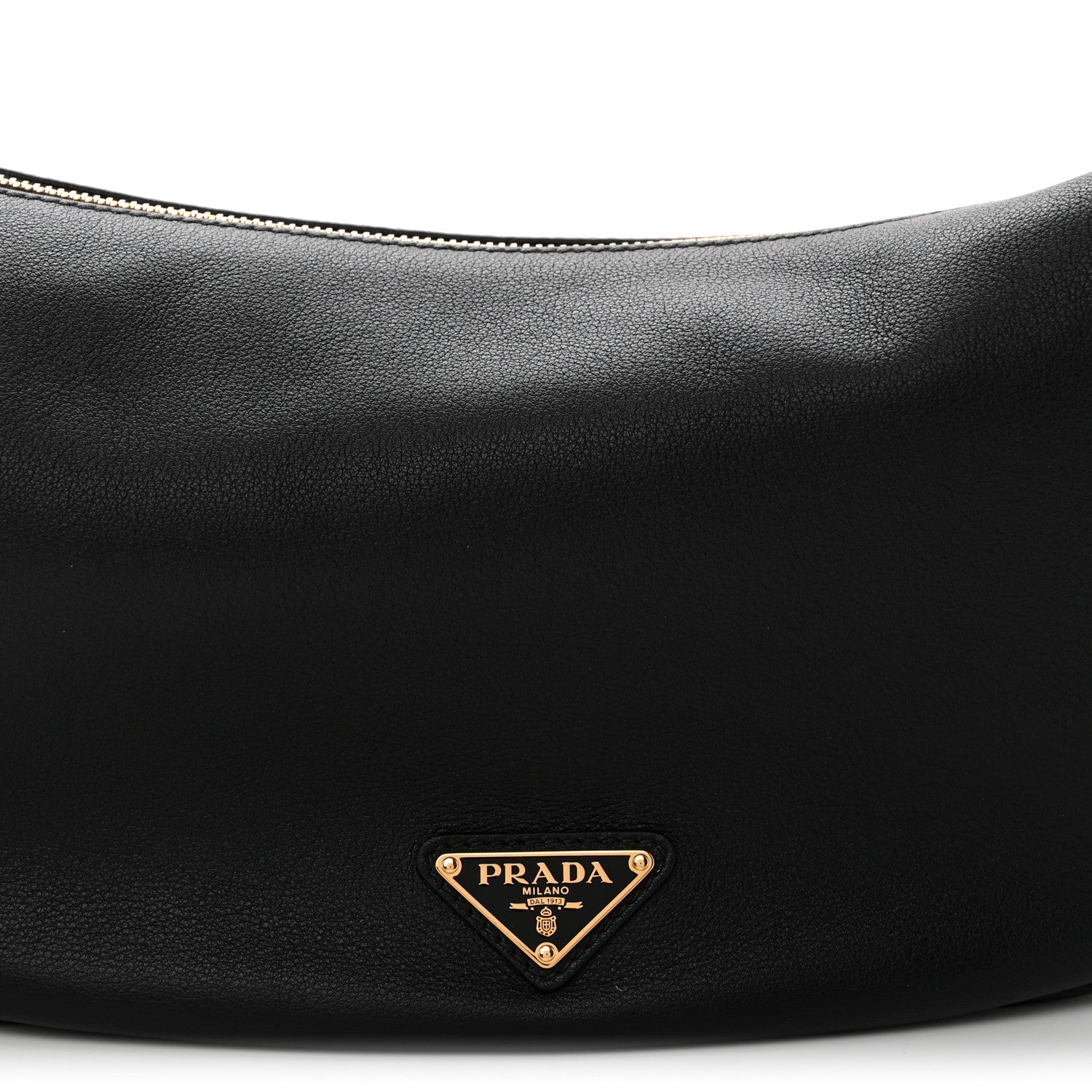 Soft Grain Calfskin Large Demi-Lune Shoulder Bag Black