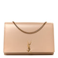 Glossy Calfskin Monogram Chain Wallet Dark Beige