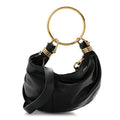 Grained Calfskin Small Bracelet Hobo Bag Black