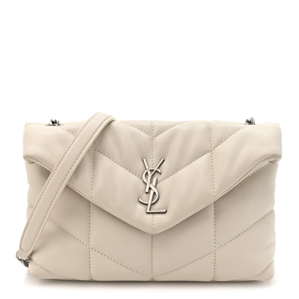 Lambskin Quilted Toy Loulou Puffer Monogram Chain Satchel Crema Soft
