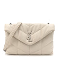 Lambskin Quilted Toy Loulou Puffer Monogram Chain Satchel Crema Soft