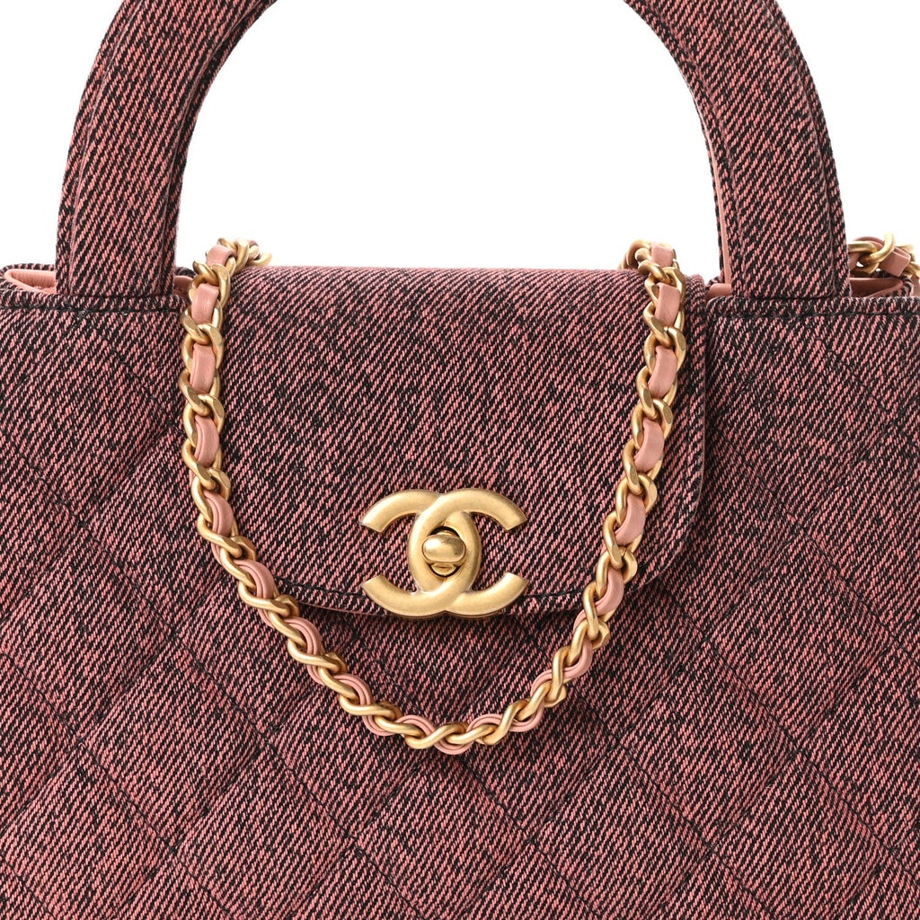 Denim Quilted Nano Kelly Shopper Orange Black