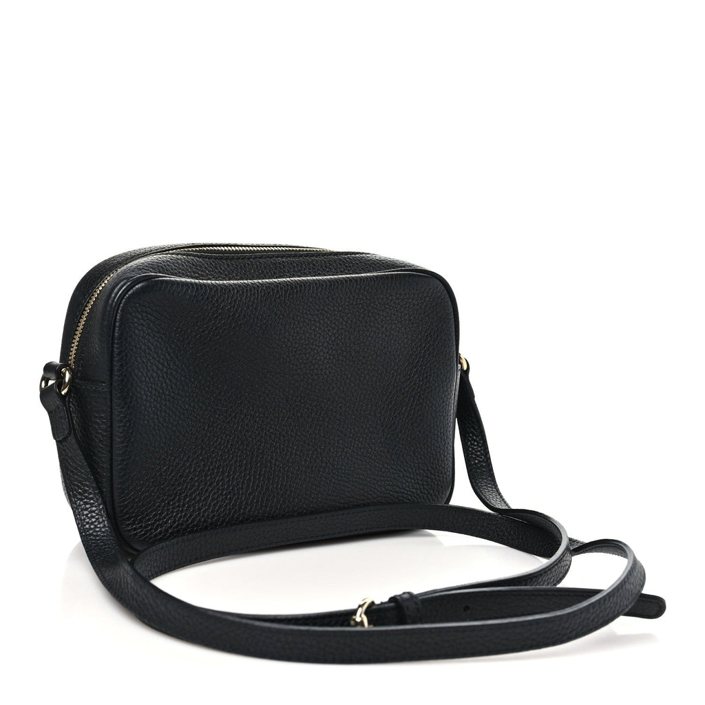 Pebbled Calfskin Small Soho Disco Bag Black