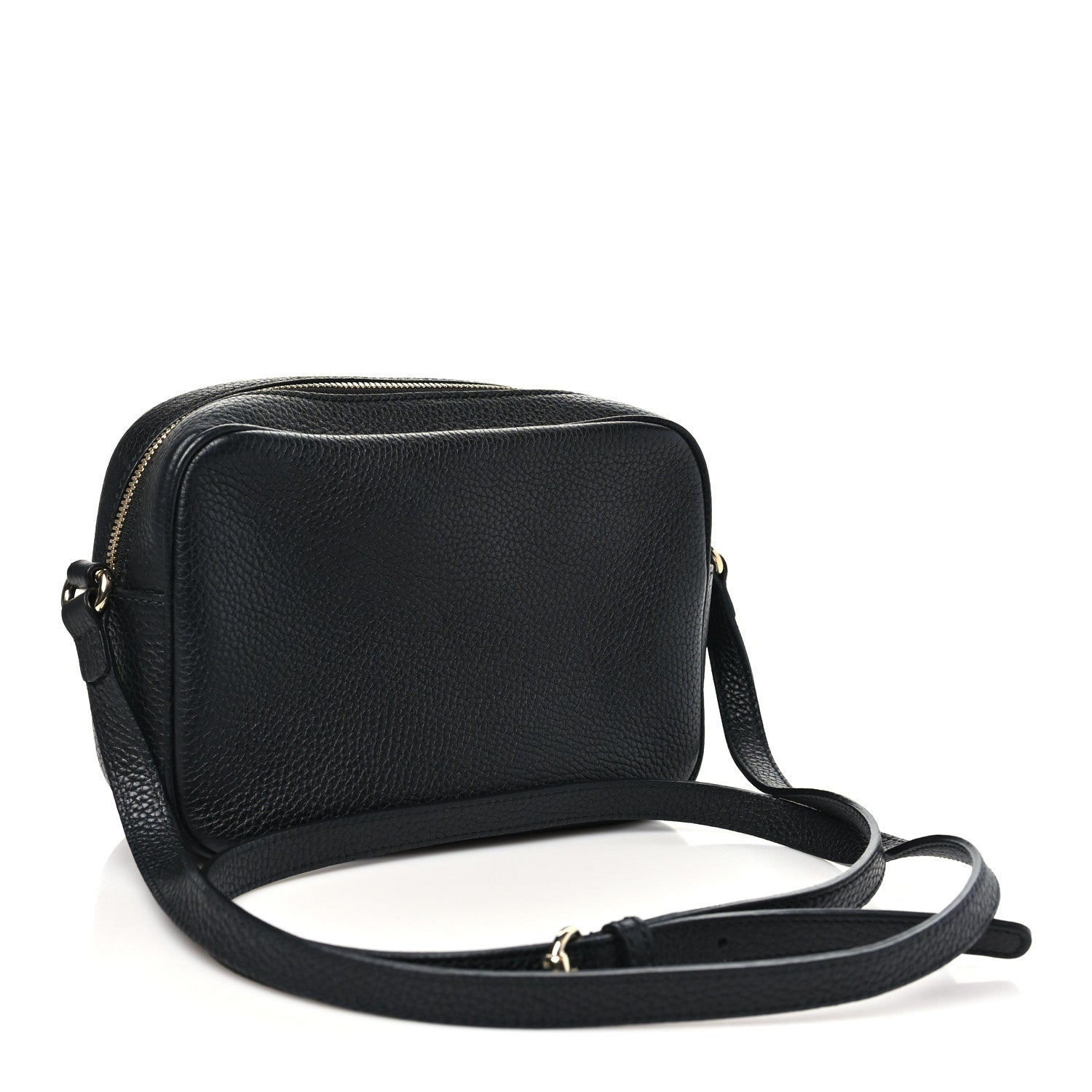Pebbled Calfskin Small Soho Disco Bag Black